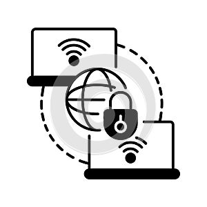 Private WAN black linear icon