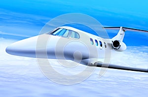 Private white jet