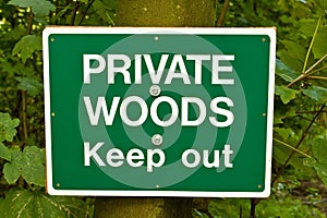 Private Woods Sign