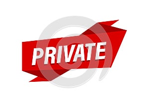 Private written,  red flat banner Private
