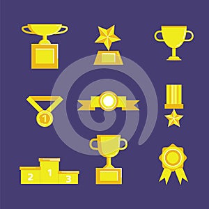 Prize award icon set