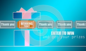 Prize box opening with to winning ticket selected