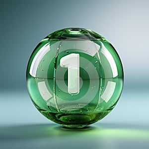 Prize figurine in the form of a ball with the number one. Green attribute for rewarding for victory