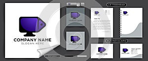 prize tag and monitor, lcd computer online shop logo Ideas. Inspiration logo design. Template Vector Illustration. Isolated On