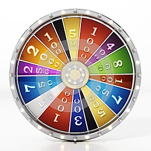 Prize wheel isolated on white background. 3D illustration