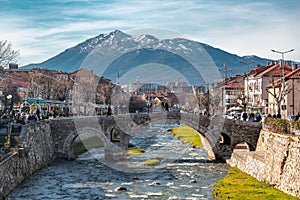 The old stone bridge in Prizren, Kosovo