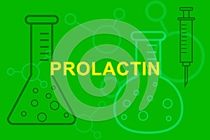 PRL Prolactin sign with medical beakers