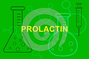 PRL Prolactin sign with medical beakers photo