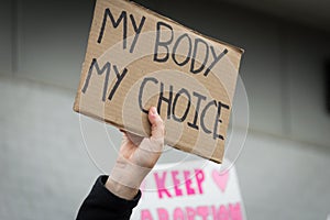 Pro choice Planned Parenthood demonstration holding sign