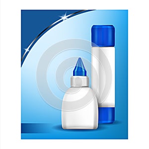 Pro Glue Stick And Bottle Advertise Banner Vector