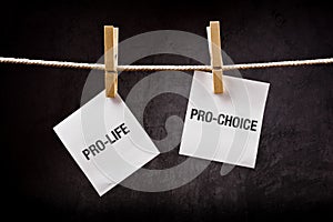 Pro-life vs pro-choice, abortion concept