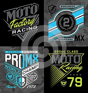 Pro motocross racing emblem t-shirt graphics
