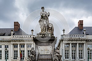 The Pro Patria Monument in the Place des Martyrs at Brussels, Belgium. The crypt and monument in the Place des Martyrs in photo