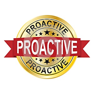proactive Act Now golden round medal badge