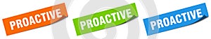 proactive banner. proactive speech bubble label set.