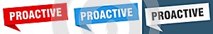 proactive banner. proactive speech bubble label set.