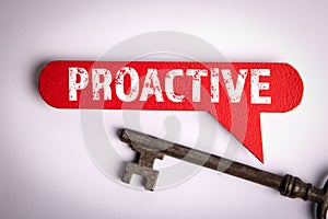 Proactive Concept. Red speech bubble with text on a white background