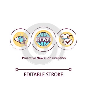 Proactive news consumption concept icon