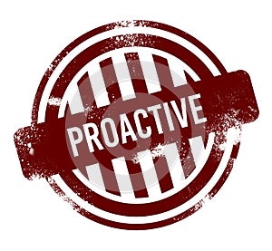 proactive - red round grunge button, stamp