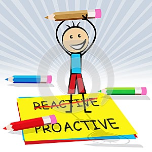 Proactive Vs Reactive Note Representing Taking Aggressive Initiative Or Reacting - 3d Illustration