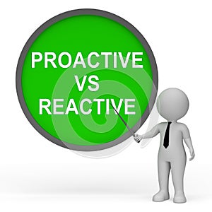 Proactive Vs Reactive Sign Representing Taking Aggressive Initiative Or Reacting - 3d Illustration