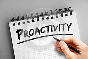 Proactivity text on notepad, concept background