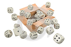 Probability concept with gamble dice, 3D rendering