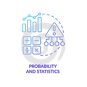 Probability and statistics blue gradient concept icon