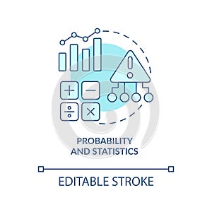 Probability and statistics turquoise concept icon