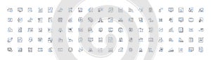 Probability Theory line icons collection. Chance, Randomization, Variance, Coin, Dice, Permutation, Combination vector photo