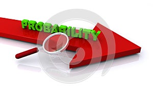 Probability word on arrow and white