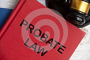 Probate law book with gavel on white background. Probate law concept and copy space.