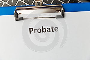 Probate text written on a diary.