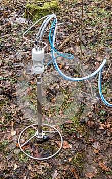 Probe for extracting soil air from the subsoil to test a suspected contaminated site. photo