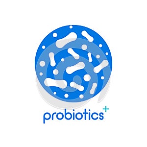 Probiotic bacteria logo. Bifidobacteria lactobacillus gut acidophilus. Lactic prebiotic healthy flora care