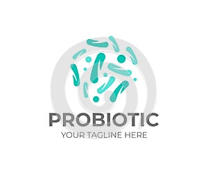 Probiotic bacteria logo design. Healthy nutrition ingredient vector design