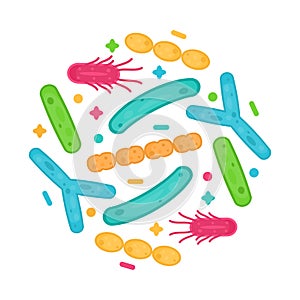 Probiotics bacteria and germs icon design. Healthy nutrition ingredient for human health.