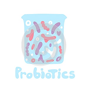Probiotics bacteria logo. Prebiotic, lactobacillus vector in yogurt