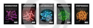 Probiotics And Health Banners Set