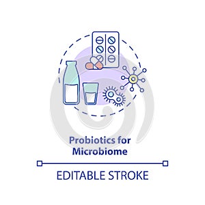 Probiotics for microbiome concept icon