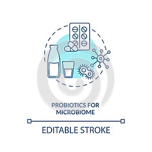 Probiotics for microbiome concept icon