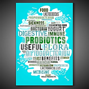 Probiotics and prebiotics lettering photo
