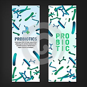 Probiotics, prebiotics vertical banners