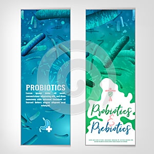 Probiotics, prebiotics vertical banners photo