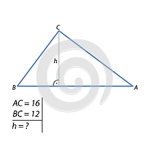 The problem of finding the height of a right triangle by the Pythagorean theorem