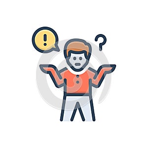 Color illustration icon for Problem, issue and confused