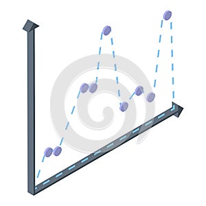 Problem regression chart icon, isometric style