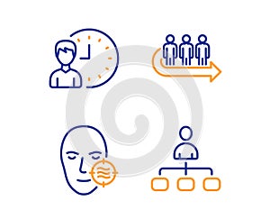 Problem skin, Queue and Working hours icons set. Management sign. Vector