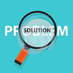 Problem solution solving concept business analysis magnifying glass symbol