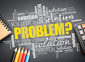 Problem and solution word cloud collage